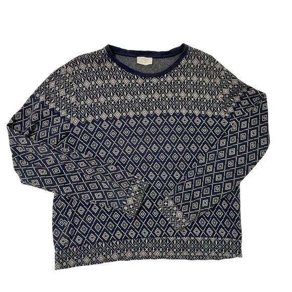 Percival Unique Print Long Sleeve Knit Crew-Neck Sweater Blue size Medium, 3 - Picture 1 of 4